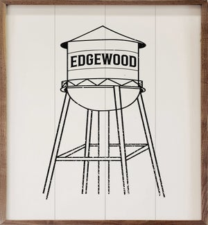Personalized Town Sketch Water Tower White